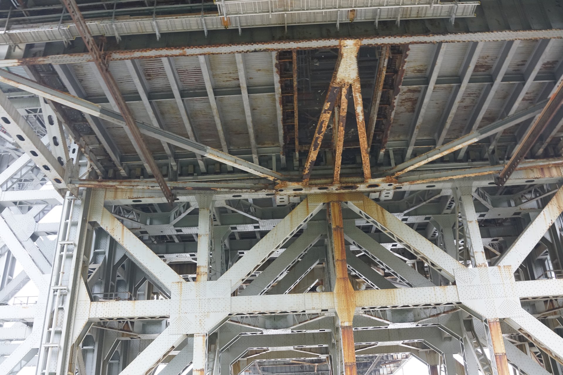 Drone aerial of George Washington Bridge span over the Hudson River