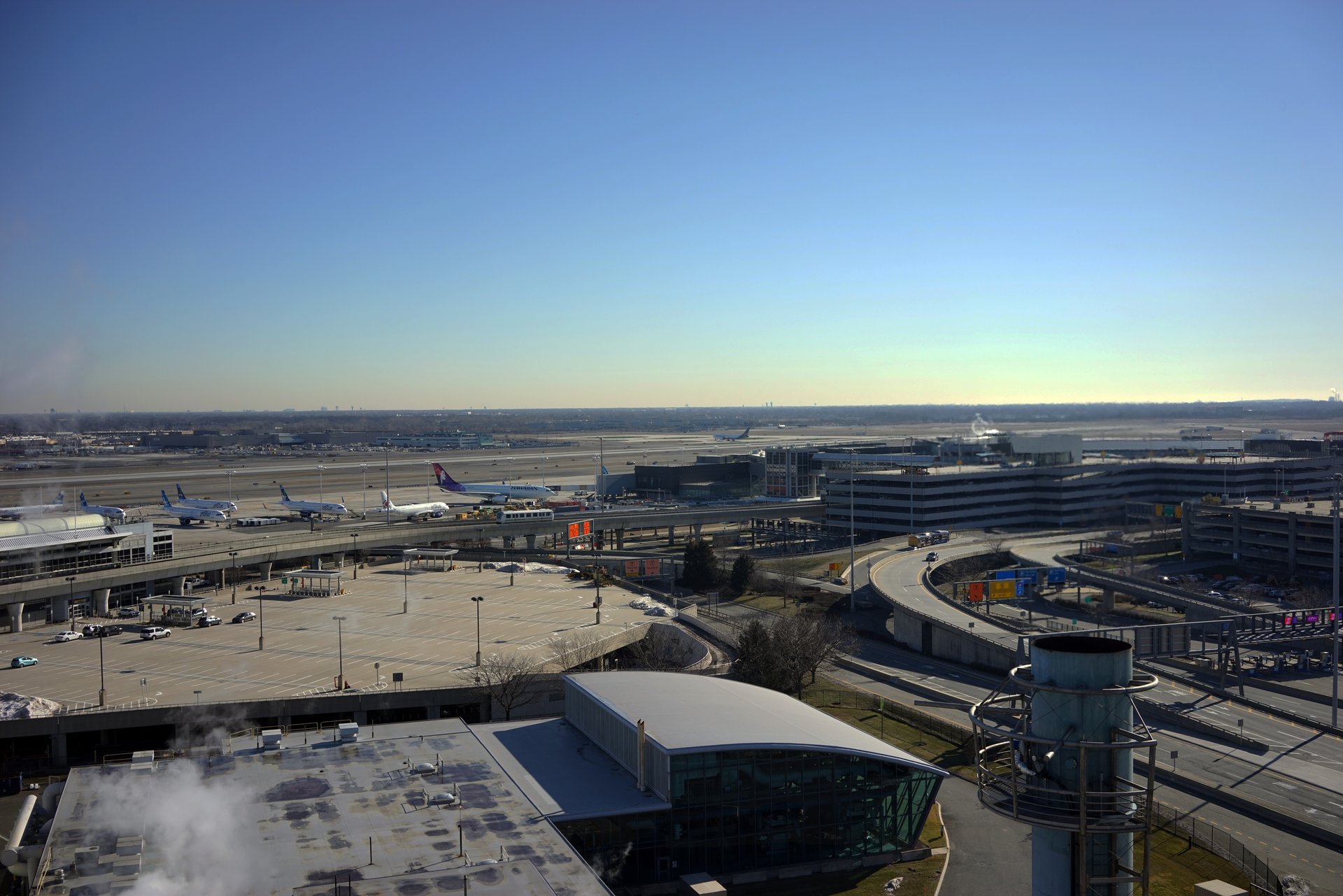 Drone overview of JFK Airport area near the cogeneration facility